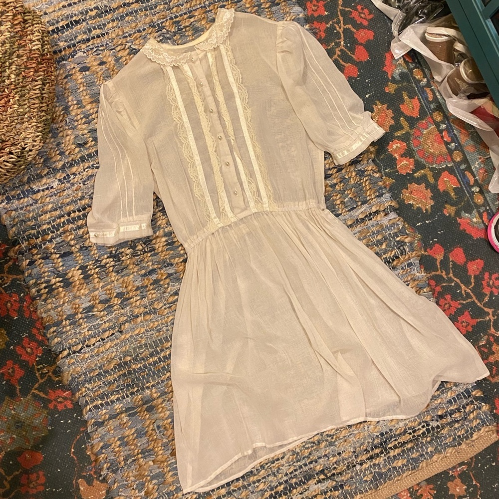 Vintage Gunne Sax Style Sheer Prairie Dress